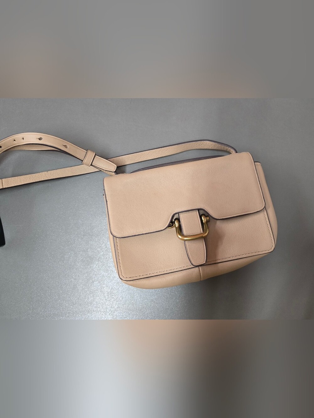 🤩J. Crew Blush Beige Small  Leather Crossbody with Gold Buckle